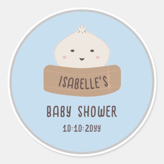 団子が赤ちゃんシャワーの途中にある ラウンドシール (正面)