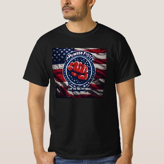 団結が力に火を付ける：愛国拳プリント Tシャツ (正面)