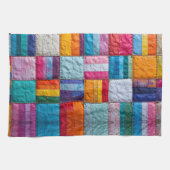 団結と多様性のコミュニティのキルト キッチンタオル (横)