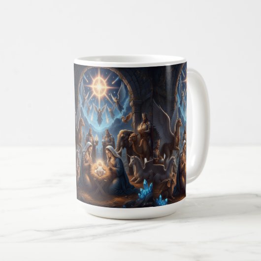 団結の上の天の光 - 霊感を与えるマグカップ コーヒーマグカップ (正面右)