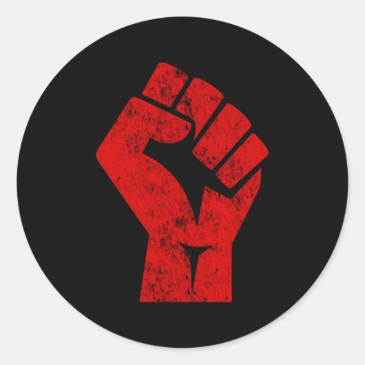 団結の連帯の力の大きな赤の最初の敬礼 ラウンドシール (正面)