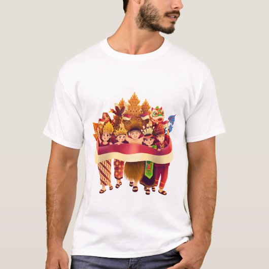 団結を祝う多様なインドネシア人 Tシャツ (正面)