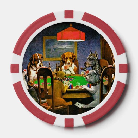困った時の友、ポーカーをする犬、 ポーカーチップ (正面)