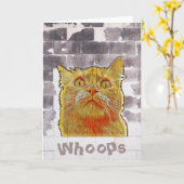 困っている赤猫。 カード (黄色い花)