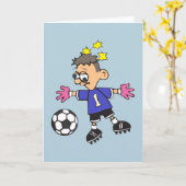 困惑したサッカーのゴールキーパー カード (黄色い花)