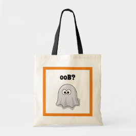 困惑した幽霊が"オオブ？"と言っている面白いハロウィーンのキャラクターデザイン トートバッグ