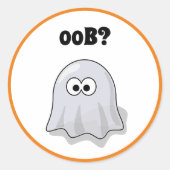 困惑した幽霊が"オオブ?"と。面白いハロウィーンのキャラクター ラウンドシール (正面)