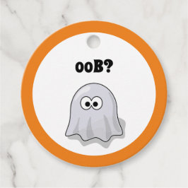 困惑した幽霊が"Oob?"と言うハロウィンの面白いキャラクター フェイバータグ