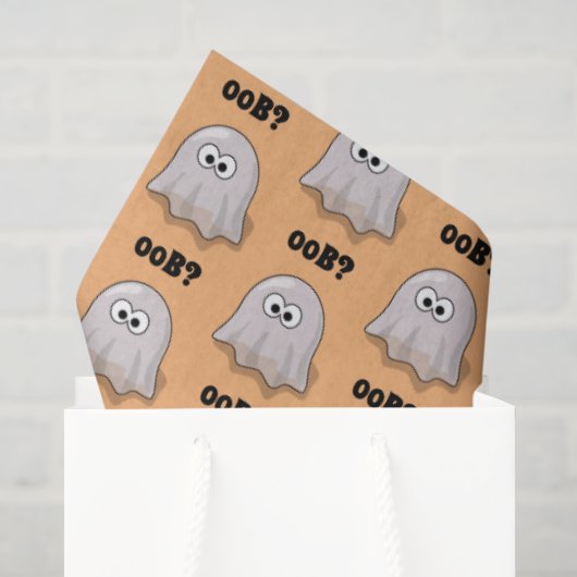 困惑した幽霊が"Oob?"と言うハロウィンの面白いキャラクター 薄葉紙 (ギフトバッグ)