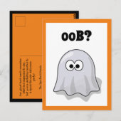 困惑した幽霊が"Oob?"と言う面白いハロウィーンのキャラクター ポストカード (正面/裏面)