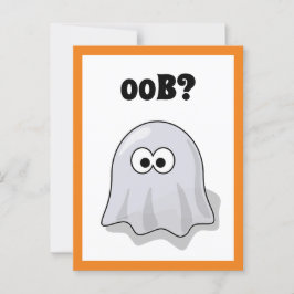 困惑した幽霊が"Oob?"と言う面白いハロウィーンのキャラクター ポストカード