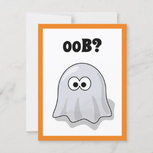 困惑した幽霊が"Oob?"と言う面白いハロウィーンのキャラクター ポストカード
