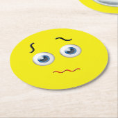 困惑した絵文字 ラウンドペーパーコースター (アングル)