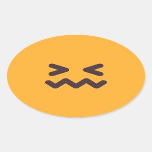 困惑した顔かわいい愛らしい絵文字カスタム色 楕円形シール