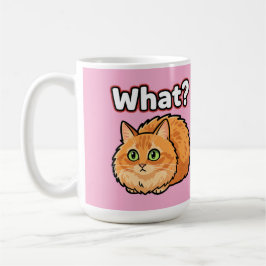 困惑するふわふわオレンジの猫 "え?" メメマグ コーヒーマグカップ