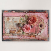 困難なピンクのフローラのインスパイア切り離し ジグソーパズル (横)
