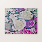 困難な抽象芸術ピンクとグリーンサボテンパズル ジグソーパズル (横)