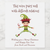 困難な親戚とワインのペアおもしろい ワインラベル (シングルラベル)