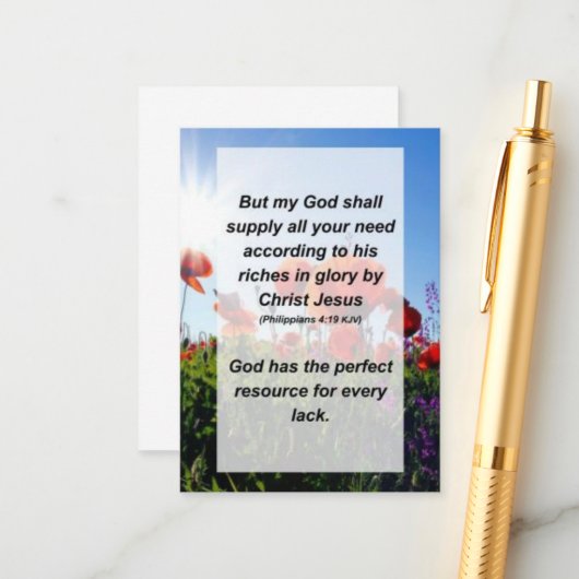 囲いのカードフィリピアン4:19だけど神様は エンクロージャーカード (正面/裏面インサイチュ)