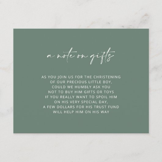 囲いシンプルカードを願う緑の洗礼 エンクロージャーカード (正面)