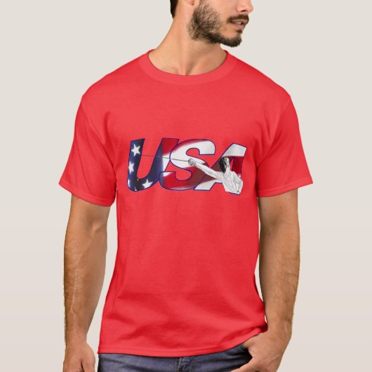 囲う米国-赤いワイシャツ Tシャツ (正面)