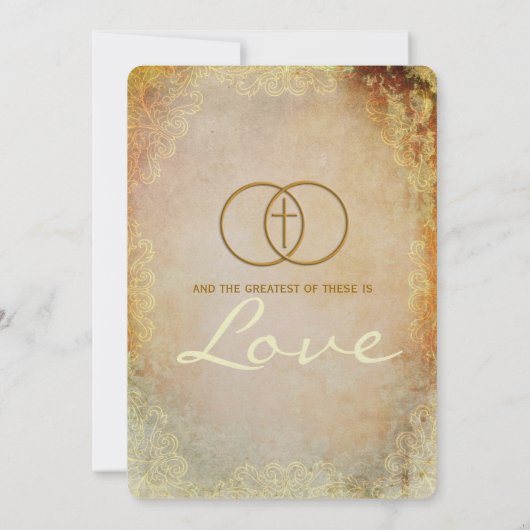 囲まれた十字の宗教結婚式招待状 招待状 (裏面)