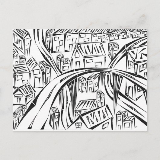 囲まれた町のはがき ポストカード (正面)