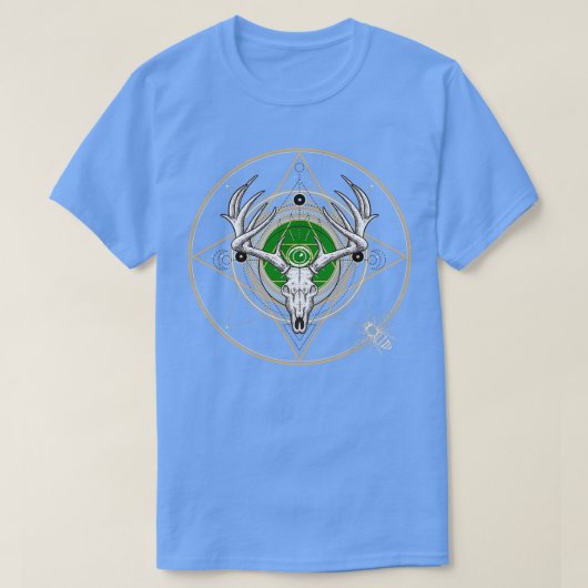 囲まれた鹿の自然曼荼羅 Tシャツ (デザイン正面)
