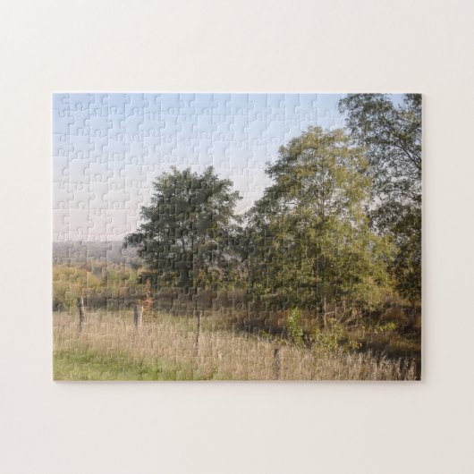 囲われた丘の頂上の眺めのジグソーパズル ジグソーパズル (横)