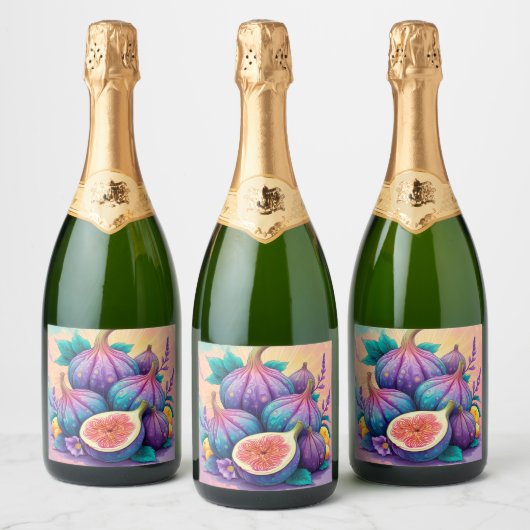 図カラフル形 スパークリングワインラベル (ボトル)