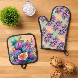 図カラフル形 鍋つかみ&鍋敷きセット