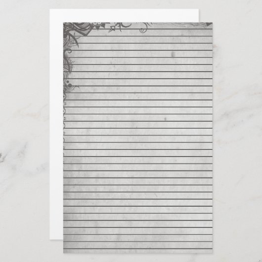図グランジ形 – 横線 便箋 (正面/裏面)
