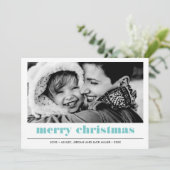 図ミニマル形 |アクアメリークリスマスフォト カード (スタンド正面)