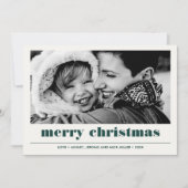 図ミニマル形 |グリーンメリークリスマスの写真 カード (正面)