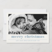 図ミニマル形 |ライトブルーメリークリスマスフォト カード (正面)