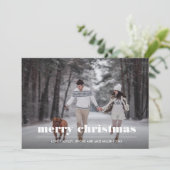 図ミニマル形 |黒いクリスマスフォト カード (スタンド正面)