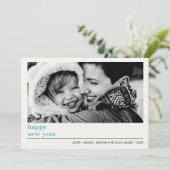 図ミニマル形 | Aqua Happy New Year写真 カード (スタンド正面)