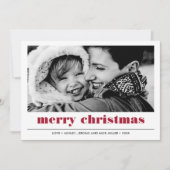 図ミニマル形 | Red Merryクリスマスフォト カード (正面)