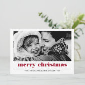 図ミニマル形 | Red Merryクリスマスフォト カード (スタンド正面)