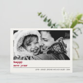 図ミニマル形 | Ruby red Happy New Year Photo カード (スタンド正面)