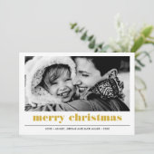図ミニマル形 | Yellow Merry Christmas Photo カード (スタンド正面)