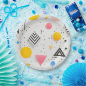 図形との背景を上ストライプ昇する ペーパープレート (パーティー)