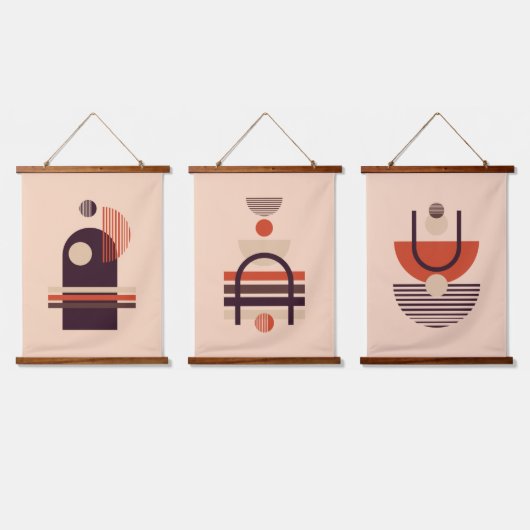 図形のアーコンテンポラリート 吊り下げ型タペストリー (トリプル)