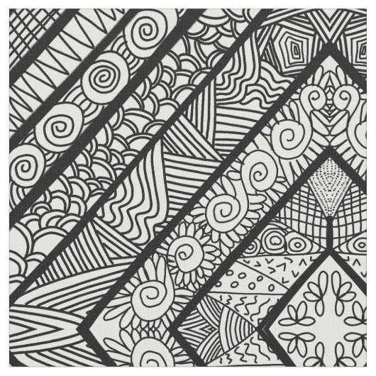 図形のパターン（白黒） ファブリック (クローズアップ)