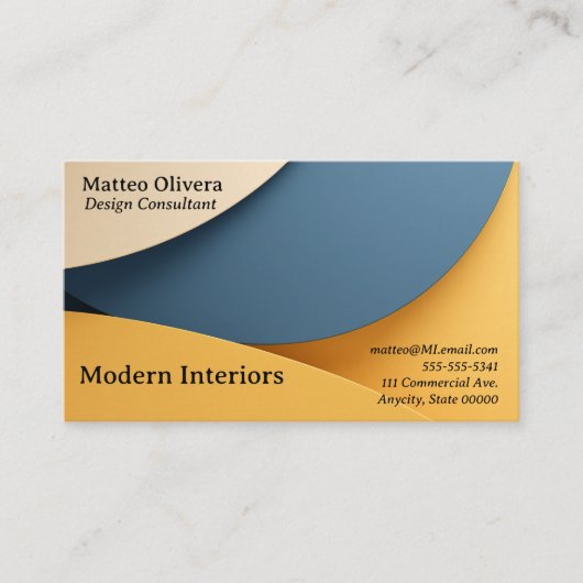 図形の背景（青と黄色） 名刺 (正面)