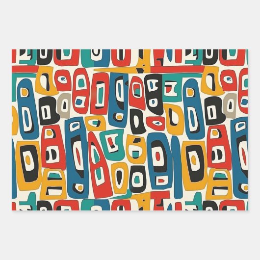 図形カラフルパターン ラッピングペーパーシート (正面)