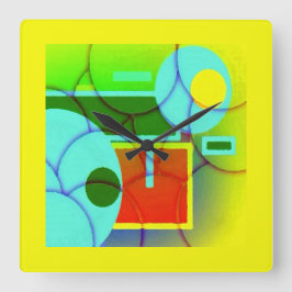図形カラフル抽象芸術アート スクエア壁時計