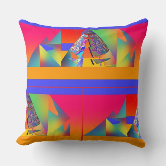 図形ピラミッドのコラージュ クッション (正面)