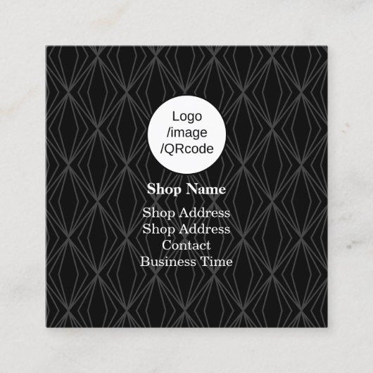 図形モダンブラックショップ スクエア名刺 (正面)