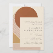 図形モダンライン銅金ゴールドリハーサルディナー 招待状 (正面)